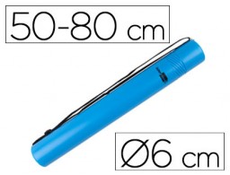Portaplanos plástico Liderpapel ø6cm. extensible 80cm. azul
